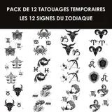 Pack de 12 tattoos signes du zodiaque