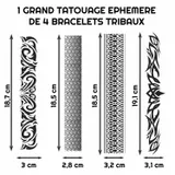Grand tatouage ephemere bracelet tribal bras homme femme