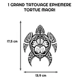 Grand tatouage éphémère tortue maori