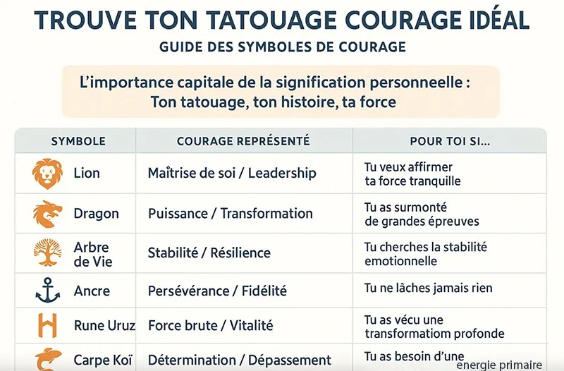 guide symboles tatouage courage