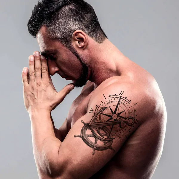 Tatouage Ancre, boussole et gouvernail - Lot de 3 tatouages éphémères