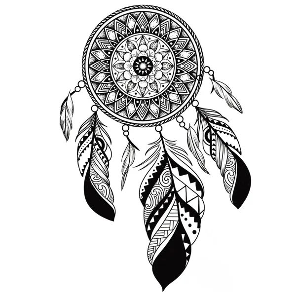 Tatouage éphémère attrape rêve mandala