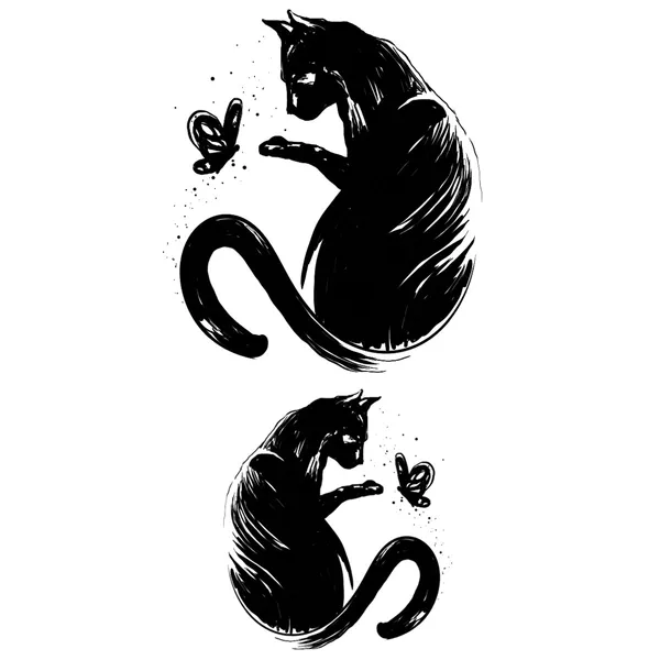 Tatouage éphémère chat et papillon