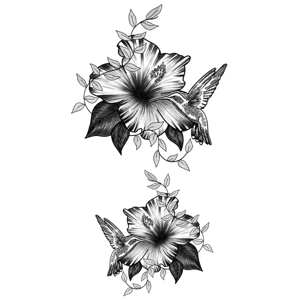 Tatouage éphémère Colibri et fleurs