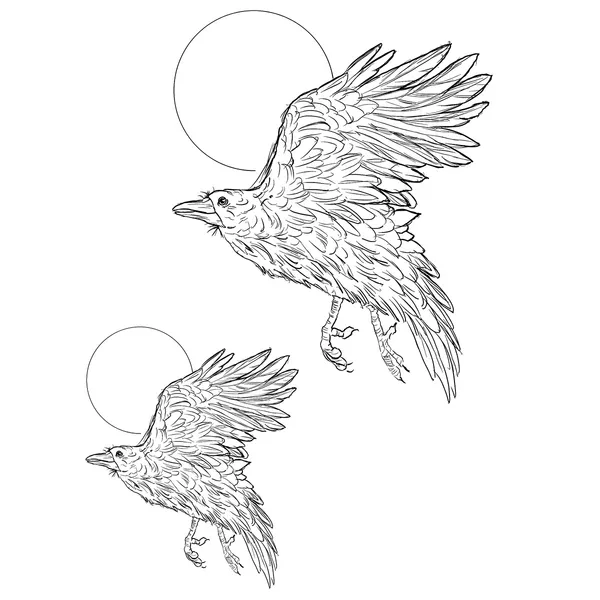 Tattoo éphémère corbeau et lune
