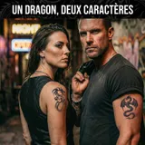 tatouage ephemere dragon tribal bras epaule