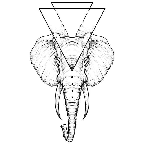 Tatouage éphémère éléphant géométrique