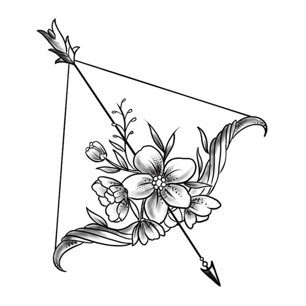 Tatouage éphémère Arc et flèche fleuri