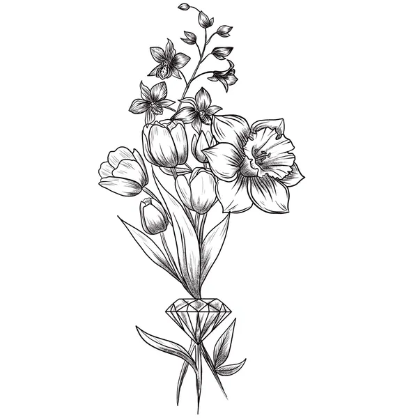 Tatouage éphémère fleurs diamant