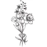 Tatouage éphémère fleurs diamant