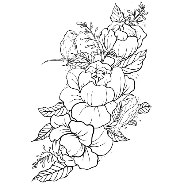 Tatouage éphémère Fleurs et Oiseaux