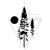 Tatouage éphémère géométrique forêt