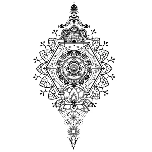 Tatouage éphémère grand mandala géométrie
