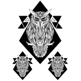 Tattoo éphémère hibou géométrique