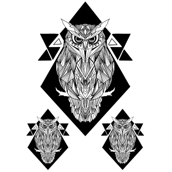 Tattoo éphémère hibou géométrique