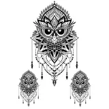 tatouage éphémère hibou lotus