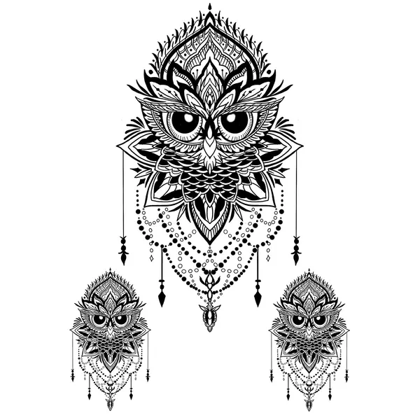 tatouage éphémère hibou lotus