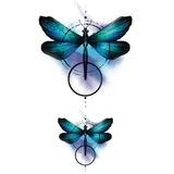 Tatouage éphémère libellule colorée géométrique