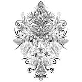 Tatouage éphémère lion décoré