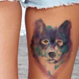 Tatouage éphémère Loup aquarelle