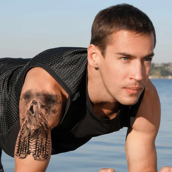 Tatouage Loup et forêt - Lot de 3 tatouages éphémères