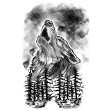 Tattoo éphémère loup et forêt