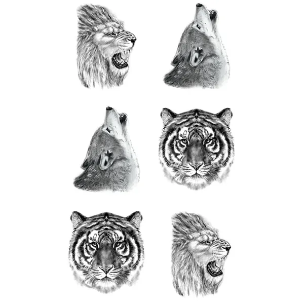 tatouage éphémère mini lion loup tigre