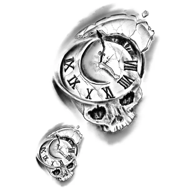 Tatouage éphémère horloge de la mort