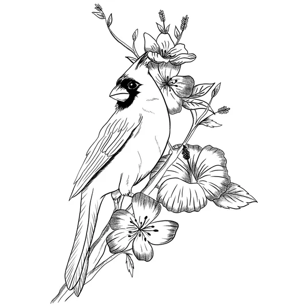 Tatouage éphémère oiseau branche fleurs