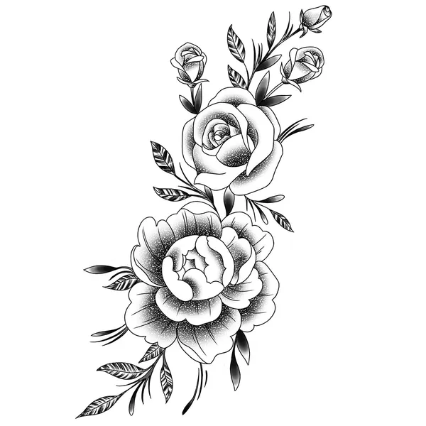 Tatouage éphémère pivoines et roses