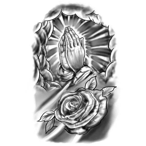 Tattoo éphémère prière et rose