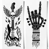 tatouage ephemere semi permanent guitare rock squelette main