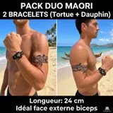 tatouage ephemere semi permanent maori biceps tortue dauphin