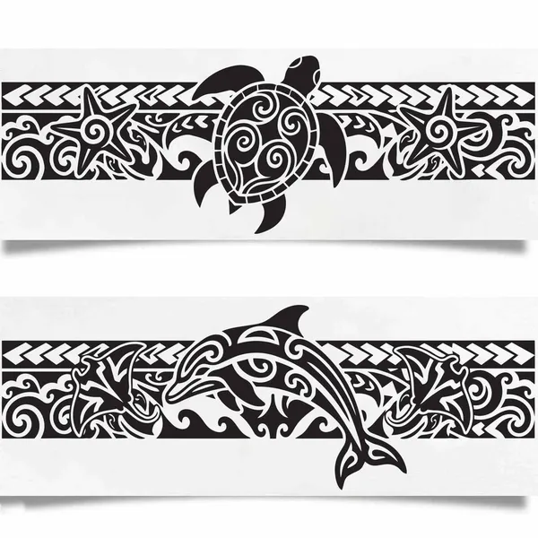 tatouage ephemere semi permanent maori bracelet tortue dauphin