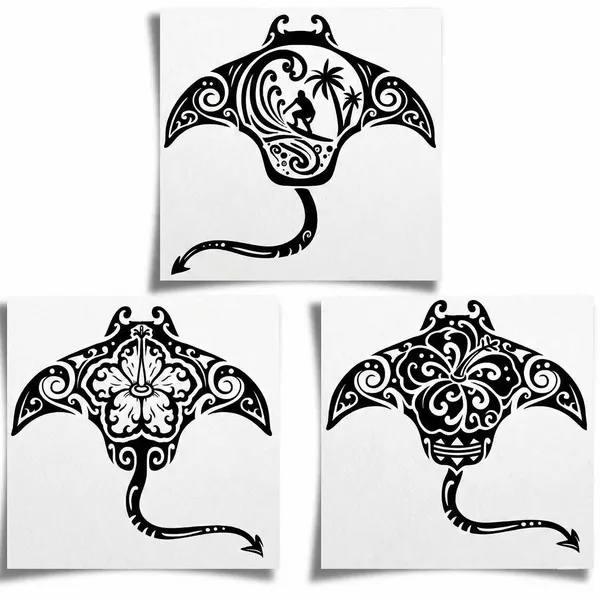 tatouage ephemere semi permanent raie manta maori