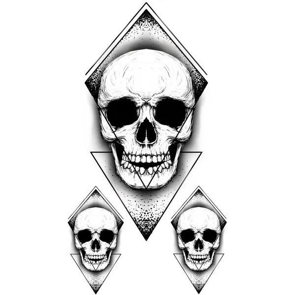 Tatouage éphémère tête de mort géométrique