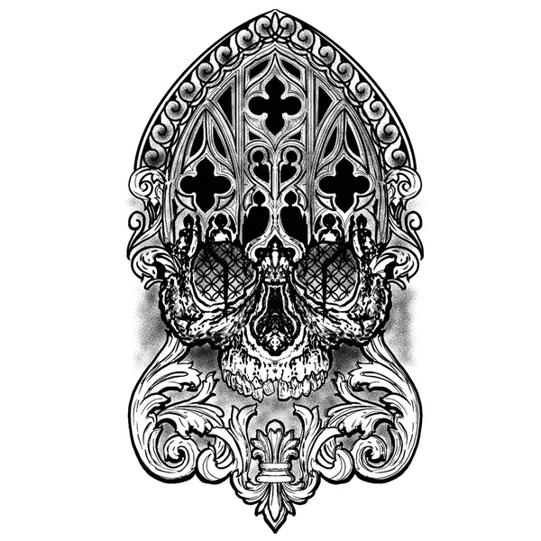 Tatouage éphémère tête de mort religieuse