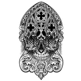 Tatouage éphémère tête de mort religieuse