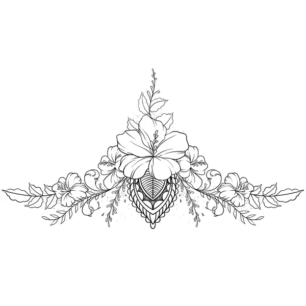 Tatouage éphémère underboob fleur hibiscus