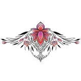 tatouage éphémère underboob fleur de lotus colorée et ornements