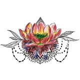tatouage éphémère underboob fleur lotus multicolore