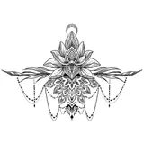 tatouage éphémère underboob lotus ornements