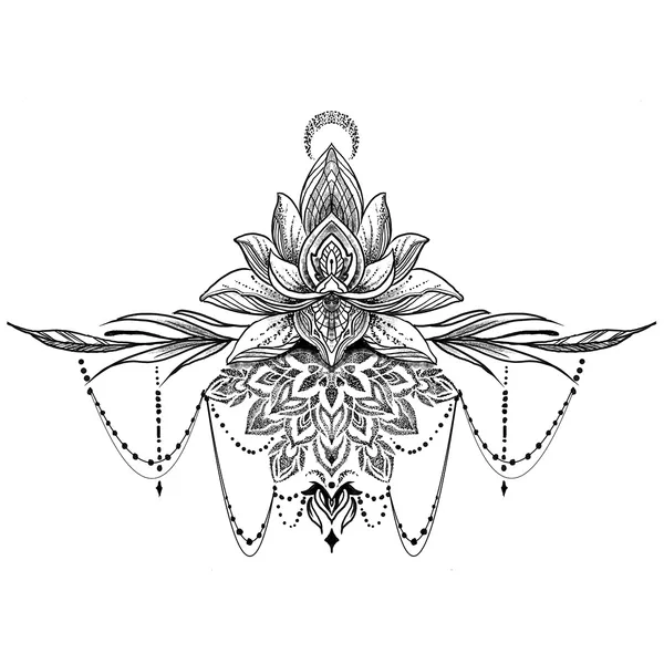tatouage éphémère underboob lotus ornements