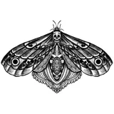 tatouage éphémère underboob papillon tête de mort