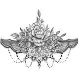 tatouage éphémère underboob rose et ornements