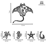 Tatouages maoris temporaires - Raie, Tortue, Etoile de mer, Hameçon, Hippocampe
