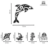 5 tatouages maoris temporaires - Dauphin, Raie, Requin marteau, Hippocampe, Méduse