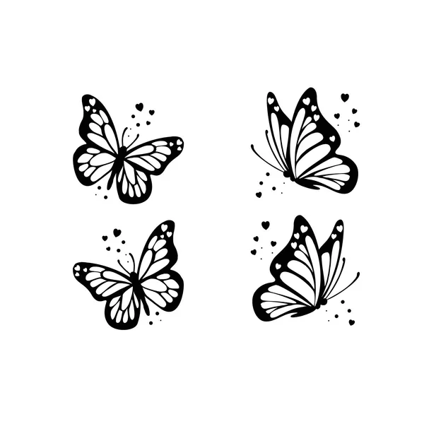 2 petits tatouages papillons et coeurs semi permanents éphémères