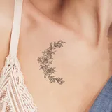 Tatouage temporaire lune fleurs