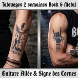 tatouage temporaire semi permanent guitare rock squelette main
